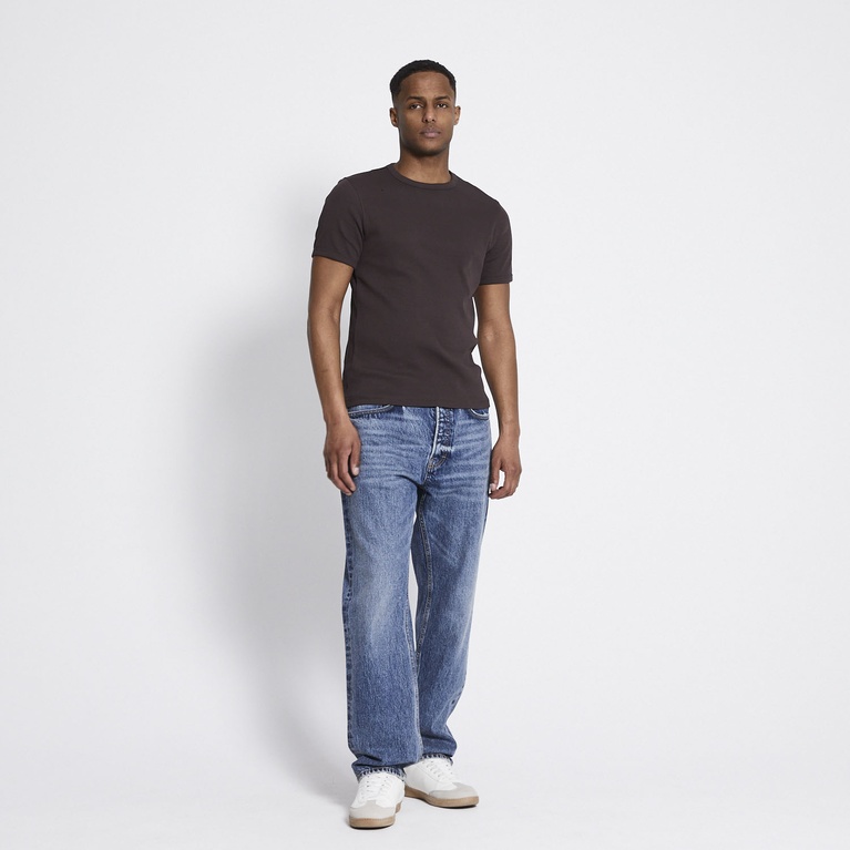 Rib knit tee "Vincent" Brown